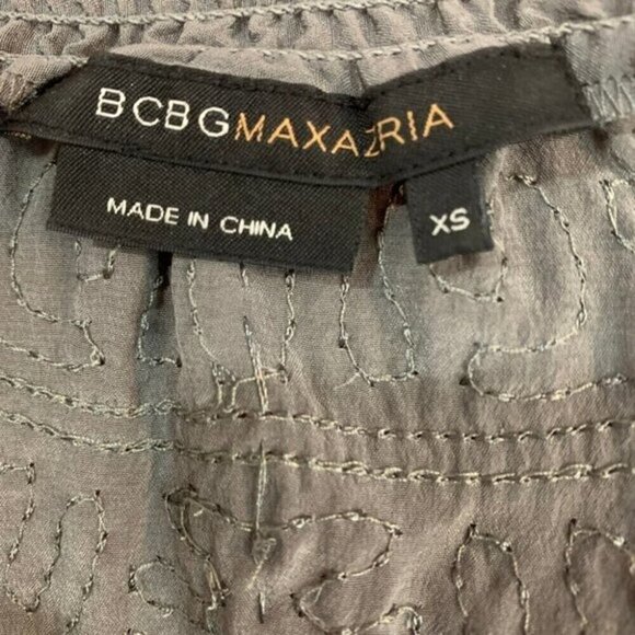Bcbgmaxazria XS Gray-Silver Silk Sequin Swirl Pattern Adjustable Strap Cami Top - Picture 6 of 6